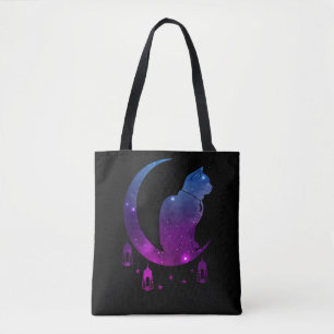 Tote Bag Crescent Moon Chat Mystique Pastel Goth Spirituel
