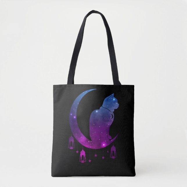 Tote Bag Crescent Moon Chat Mystique Pastel Goth Spirituel (Devant)