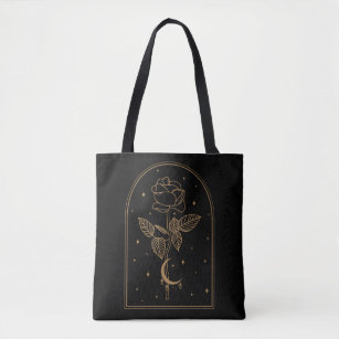 Tote Bag Crescent Moon Rose Occult Witchcraft Wicca