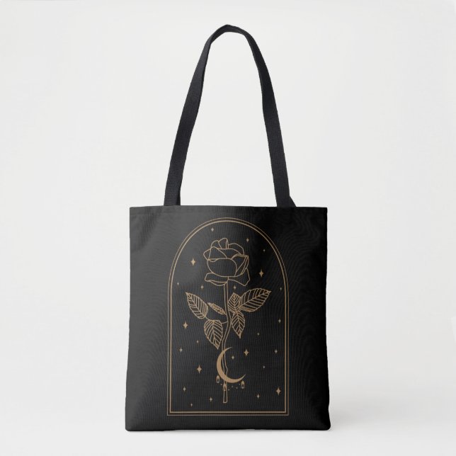 Tote Bag Crescent Moon Rose Occult Witchcraft Wicca (Devant)