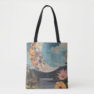 Tote Bag Crescent Moon sur un paysage serein