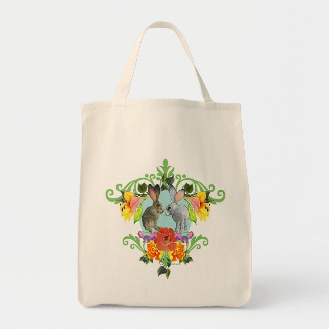 Tote Bag Crête des lapins et des fleurs (Devant)