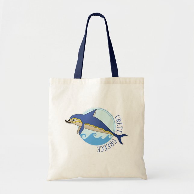 Tote Bag Crète, Grèce Dauphin Minoen & Vagues (Devant)