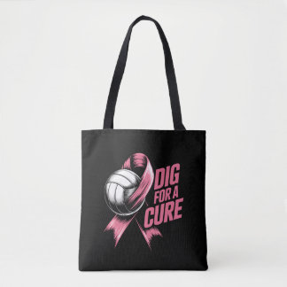 Tote Bag Creuser Pour Cure Rose Ruban Volleyball Cancer Du