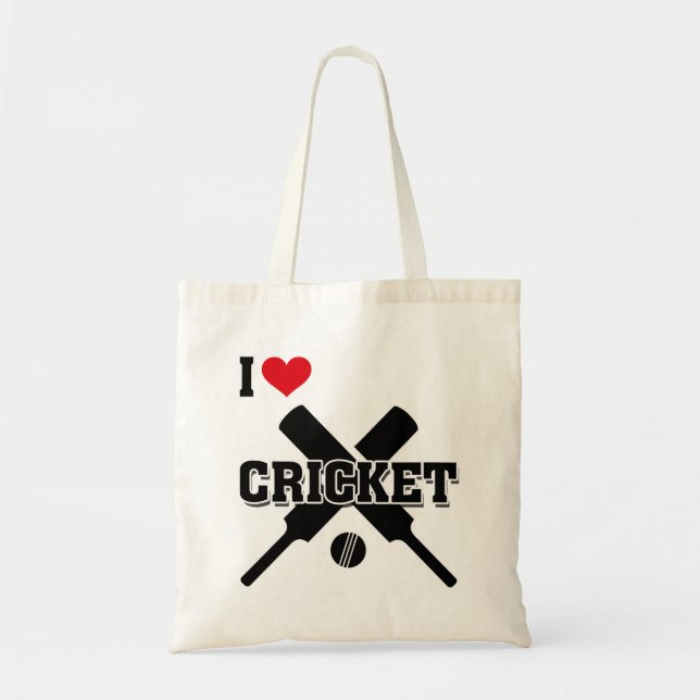 Tote Bag Cricket, J'Aime Le Cricket (Devant)