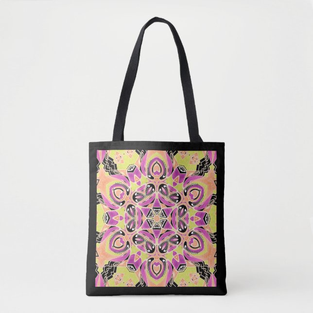 Tote Bag Crimson, mandala multicolore (Devant)
