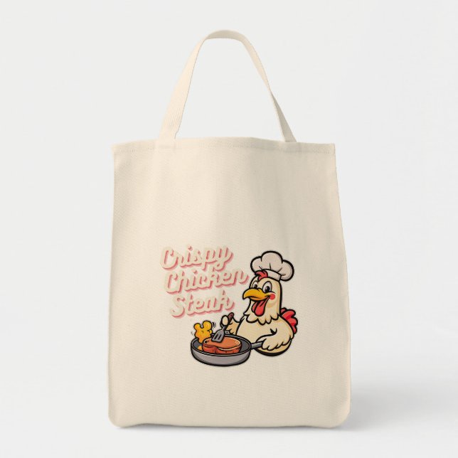 Tote Bag Crispy Chicken Steak Cute Cartoon Food Pun Kawaii  (Devant)