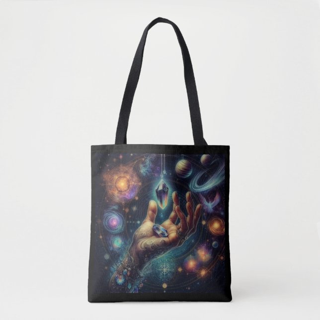 Tote Bag Cristal Céleste dans la galaxie Spacy de la paume  (Devant)
