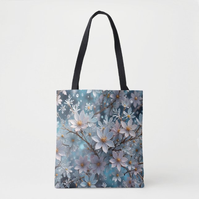 Tote Bag Cristal d'hiver Frost Sakura Blossom Fourre-tout (Devant)