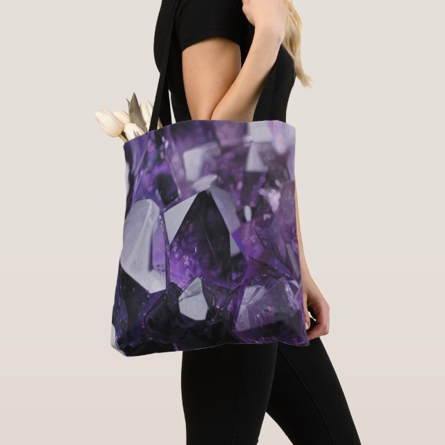 Tote Bag cristal géométrique gemstone mauve améthyste (De près)