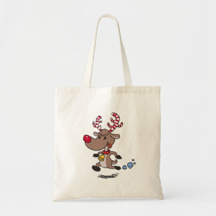 Tote Bag Cristmas Reindeer running   choose background colo