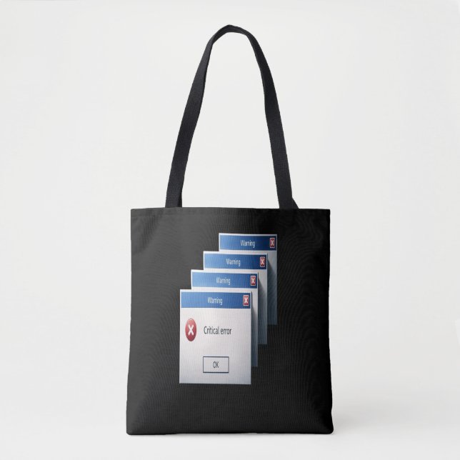 Tote Bag Critical Error — Retro Windows Warning Boxes Graph (Devant)