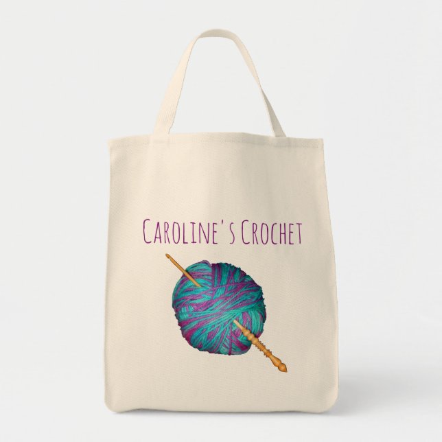 Tote Bag Crochet et fil personnalisés avec votre nom (Devant)