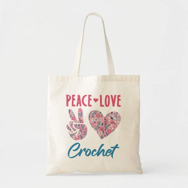 Tote Bag Crochet Peace Love (Devant)