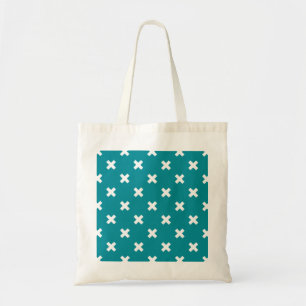 Tote Bag Crochets blancs sur turquoise