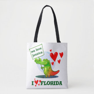 Tote Bag crocodile doux drôle dessin animé j'aime la florid