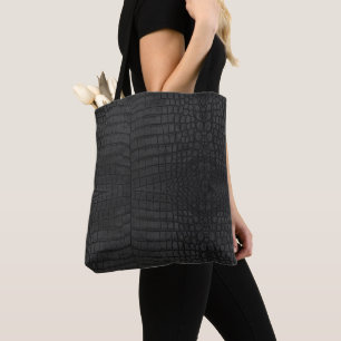 Tote Bag Crocodile noir en cuir imprimé