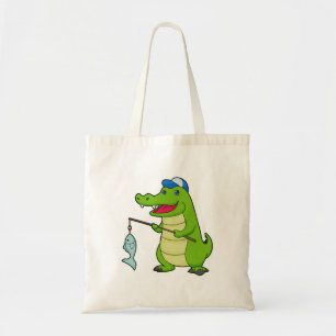 Tote Bag Crocodile Pêche Pêcheur Pêcheur canne à pêche