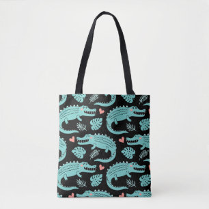 Tote Bag Crocodiles de caricatures, motif mignon sans soudu
