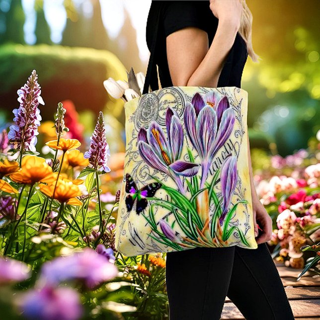 Tote Bag Crocus et papillon (Créateur téléchargé)