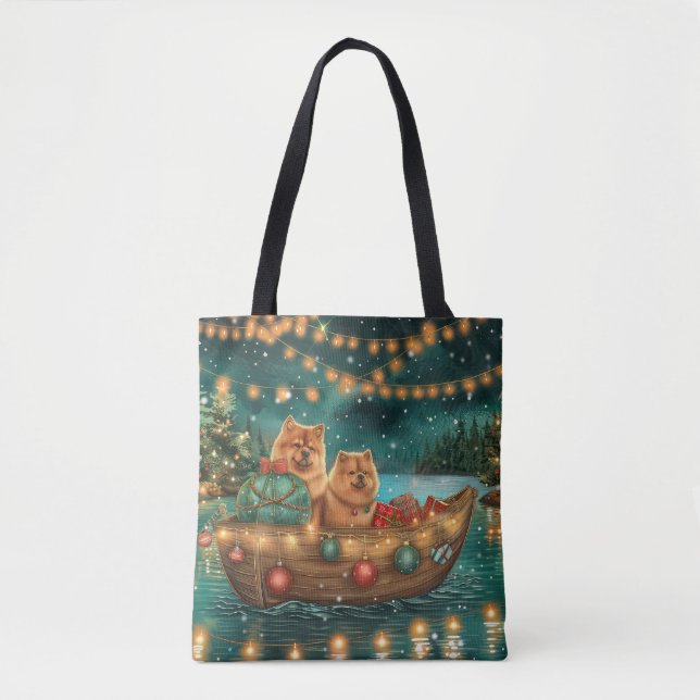 Tote Bag Croisière festive de Noël du Chow Chow (Devant)