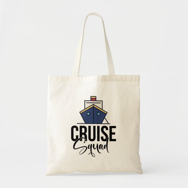 Tote Bag Croisière Squad avec grand navire pour des vacance (Devant)