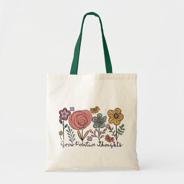 Tote Bag Croissance des pensées positives Fleurs (Devant)