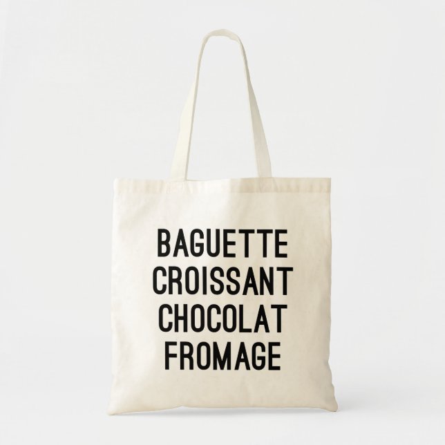 Tote Bag Croissant Chocolat Fromage de baguette (Devant)