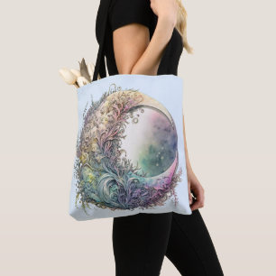 Tote Bag Croissant de Lune Bohème Pastel Verdure Halloween