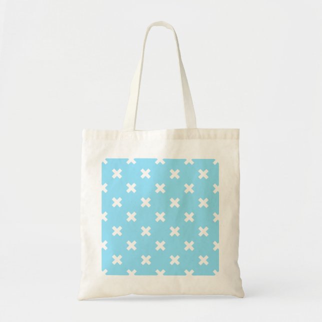 Tote Bag Croix blanche sur le bleu bébé (Devant)