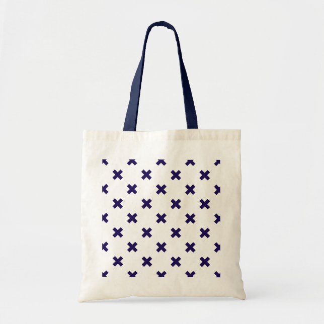 Tote Bag Croix bleu marine sur blanc (Devant)