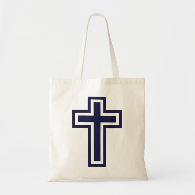 Tote Bag Croix chrétienne bleue différentes variantes (Devant)