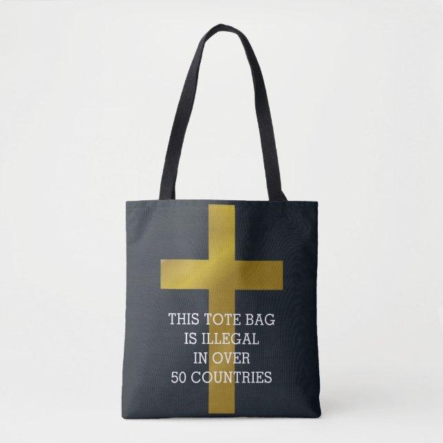 Tote Bag Croix chrétienne illégale dans plus de 50 pays (Devant)