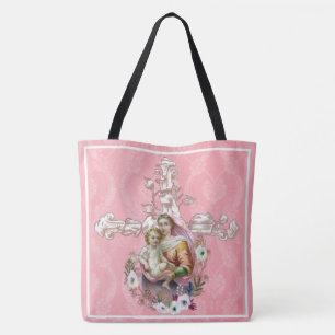 Tote Bag Croix de Jésus religieuse de la Vierge Marie