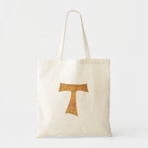 Tote Bag Croix de Tau franciscaine en bois