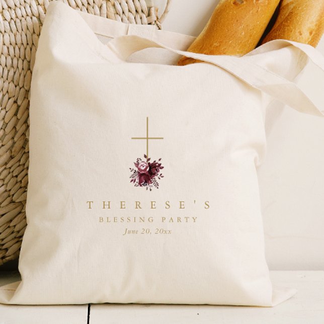 Tote Bag Croix florale Chrétienne Mère et Blessure Bébé (Créateur téléchargé)