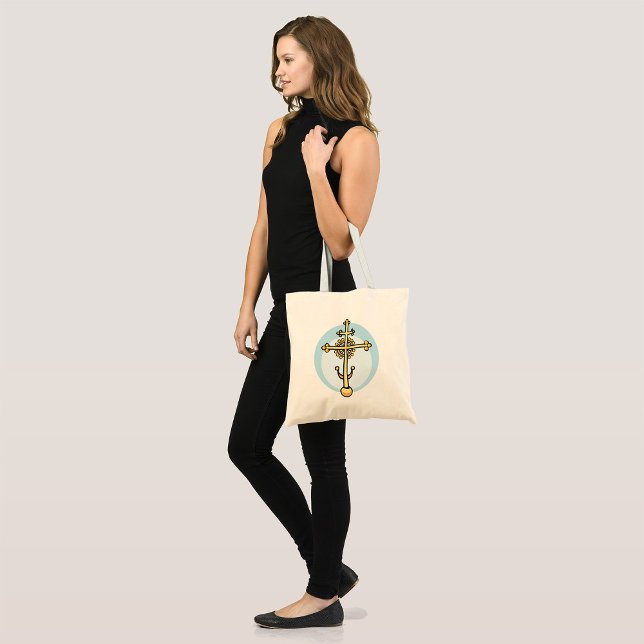 Tote Bag Croix Orthodoxe Dorée Symbole Religieux (Créateur téléchargé)