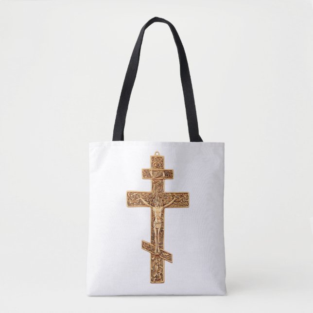 Tote Bag Croix orthodoxe élégante en or (Devant)