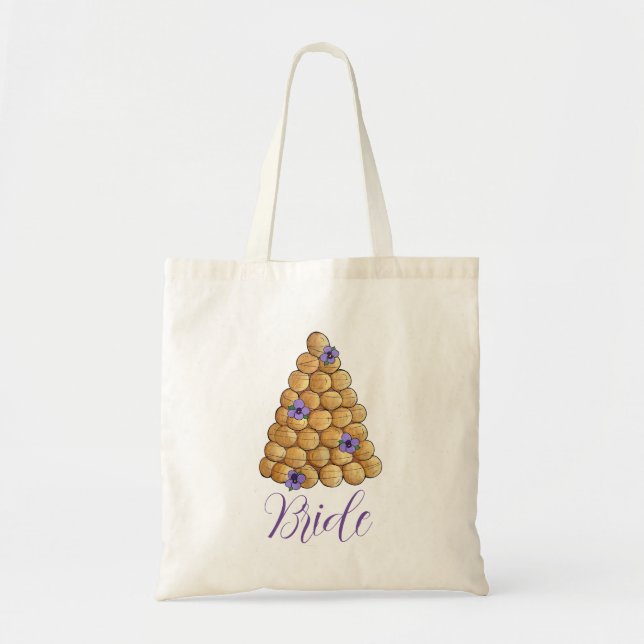 Tote Bag Croquembouche Choux Pâtisserie Mariage Mariée de g (Devant)
