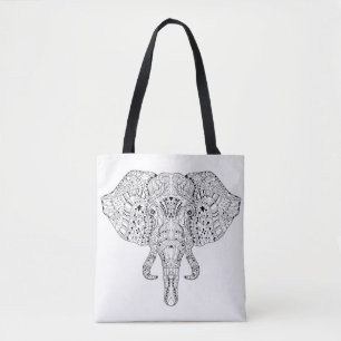 Tote Bag Croquis 2 de griffonnage de tête d'éléphant