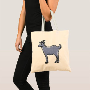 Tote Bag Croquis de chèvre grise, animal de ferme rustique