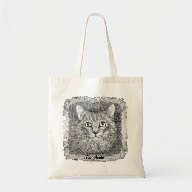 Tote Bag Croquis de visage de chat  (Devant)