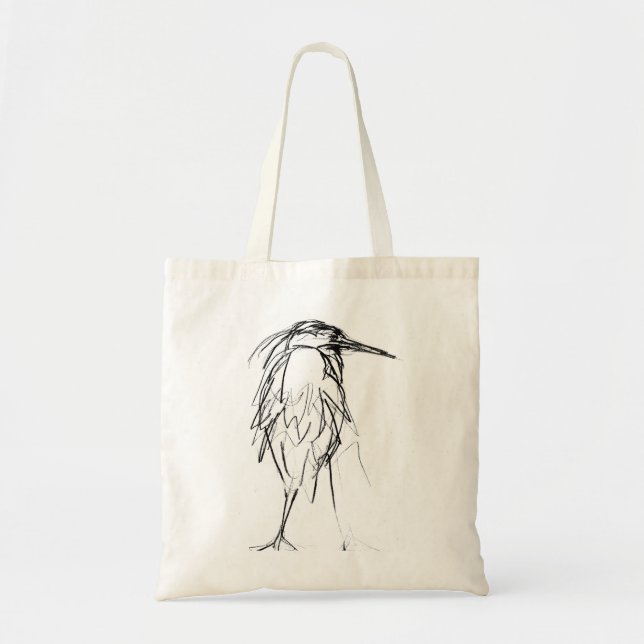 Tote Bag Croquis Fourre-tout de héron de grand bleu (Devant)