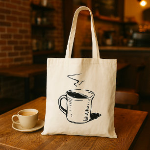 Tote Bag Croquis minimaliste pour la pâte à café tirée à la
