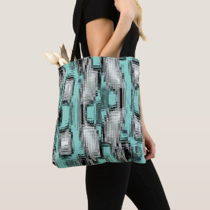 Tote Bag Crossed pixelated lines forming abstract squares