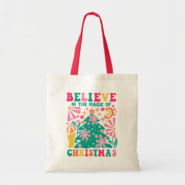 Tote Bag Croyez En La Magie De Noël Retro Boho (Devant)