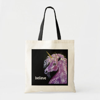Tote Bag Croyez la licorne pourpre fourre-tout
