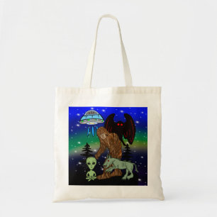Tote Bag Cryptid Big Foot Alien Mothman UFO Chupacabra