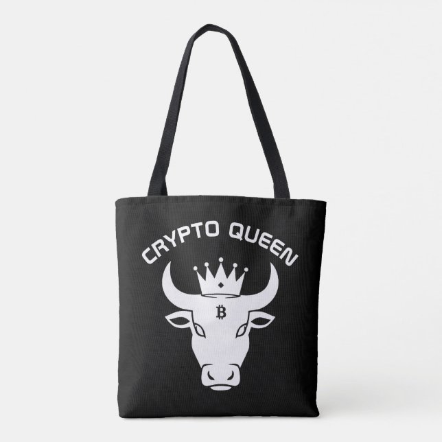 Tote Bag Crypto Queen Personnalisé Noir (Dos)