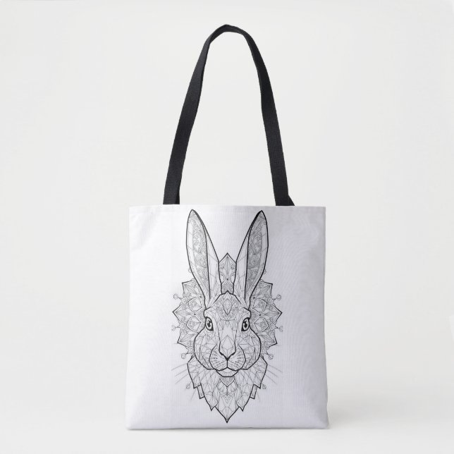Tote Bag Crystal Hare Geometric Art Print | Lapin élégant  (Devant)